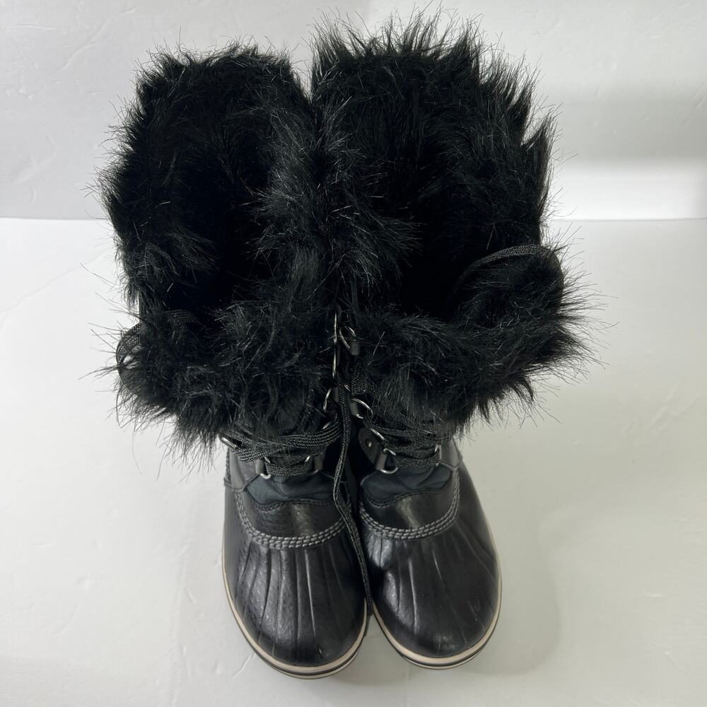 Sorel girls Faux Fur Tofino II Black Waterproof Winter Snow Boot Sz 4 - Picture 5 of 9